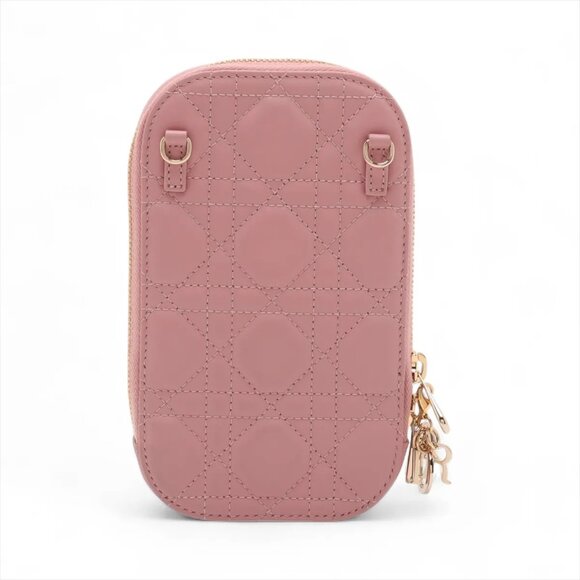 Christian Dior Cannage Phone Holder Leather 2-Way Shoulder Bag – Pink - Picture 2 of 9